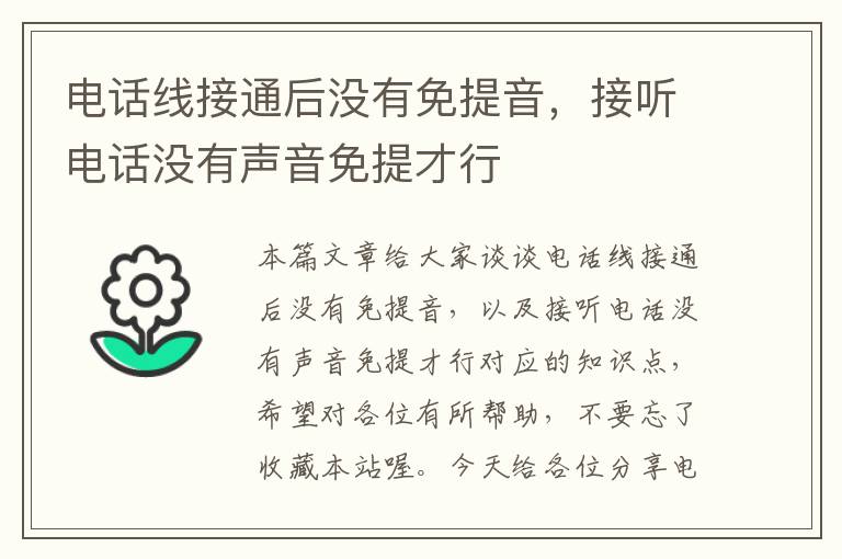 电话线接通后没有免提音,接听电话没有声音免提才行