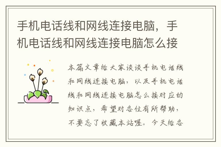 手机电话线和网线连接电脑,手机电话线和网线连接电脑怎么接