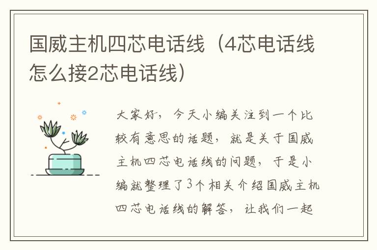 国威主机四芯电话线(4芯电话线怎么接2芯电话线)