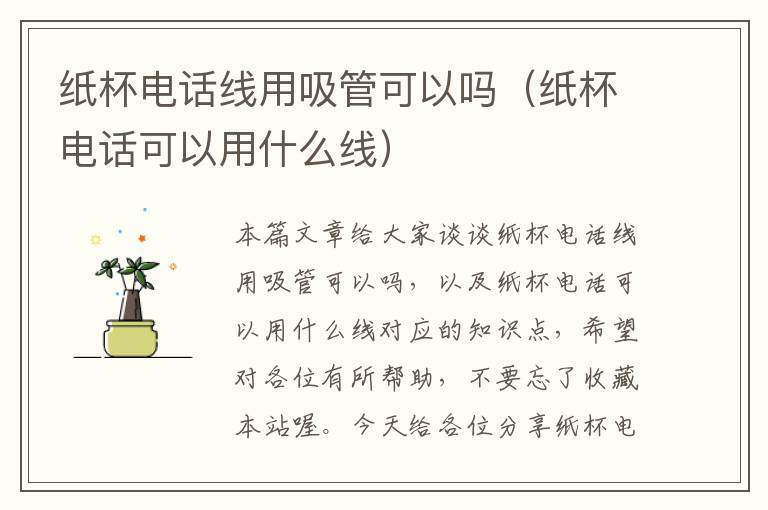 纸杯电话线用吸管可以吗(纸杯电话可以用什么线)