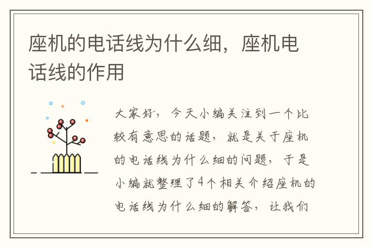 座机的电话线为什么细,座机电话线的作用