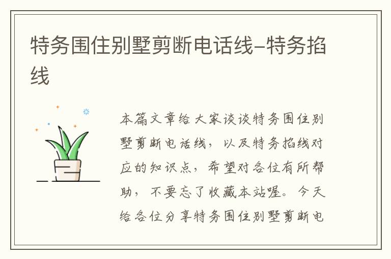 特务围住别墅剪断电话线-特务掐线