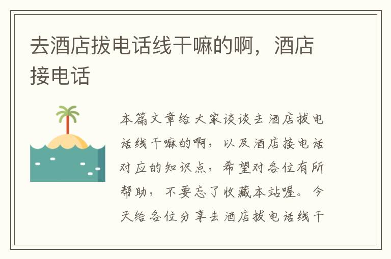 去酒店拔电话线干嘛的啊,酒店接电话