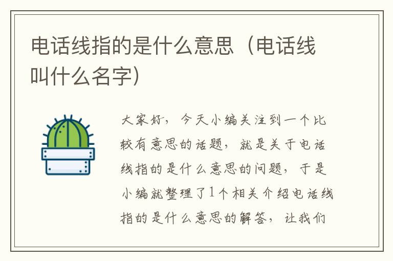 电话线指的是什么意思(电话线叫什么名字)