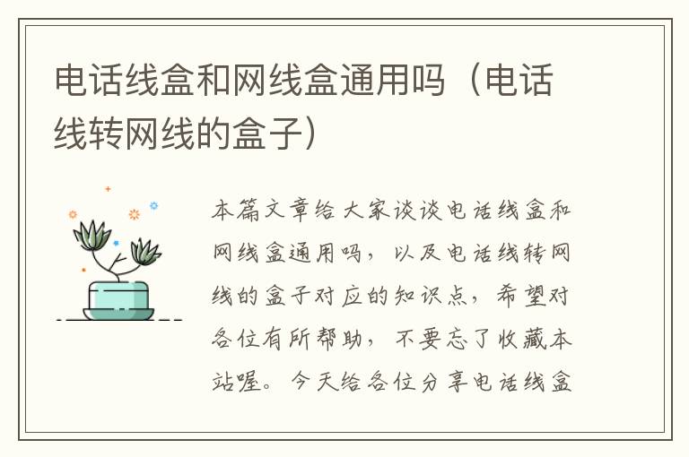 电话线盒和网线盒通用吗(电话线转网线的盒子)