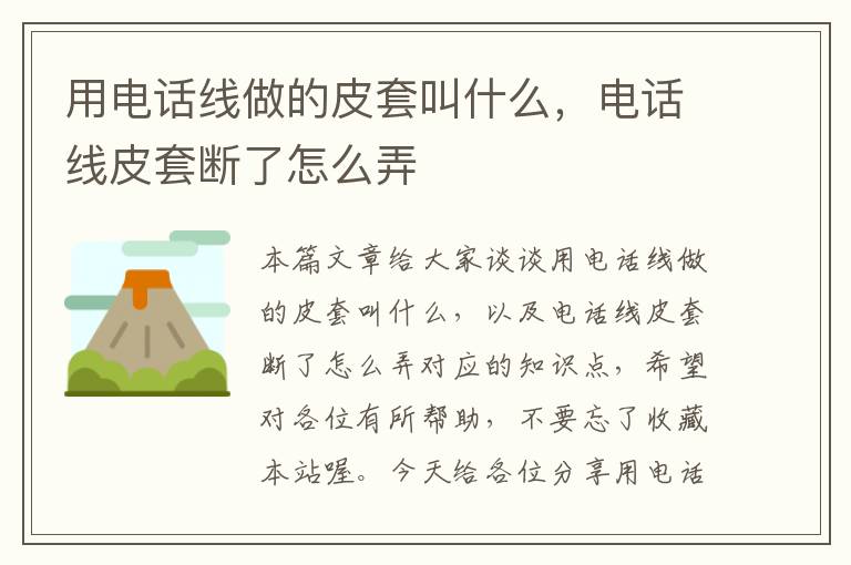用电话线做的皮套叫什么,电话线皮套断了怎么弄