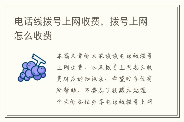 电话线拨号上网收费,拨号上网怎么收费