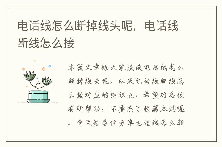 电话线怎么断掉线头呢,电话线断线怎么接