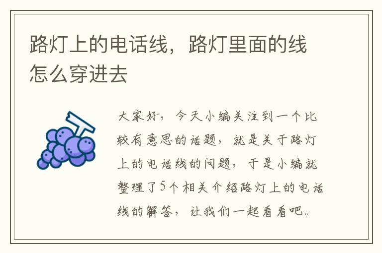 路灯上的电话线,路灯里面的线怎么穿进去