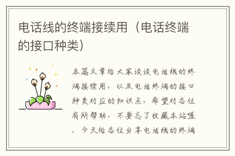 电话线的终端接续用(电话终端的接口种类)