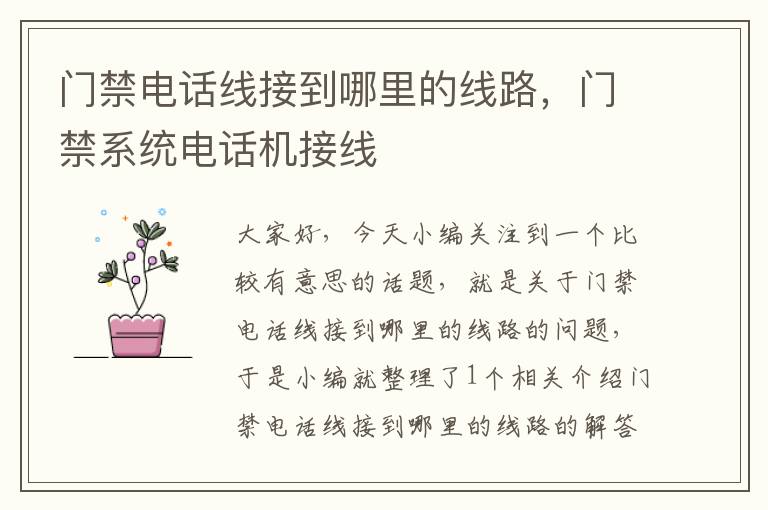 门禁电话线接到哪里的线路,门禁系统电话机接线