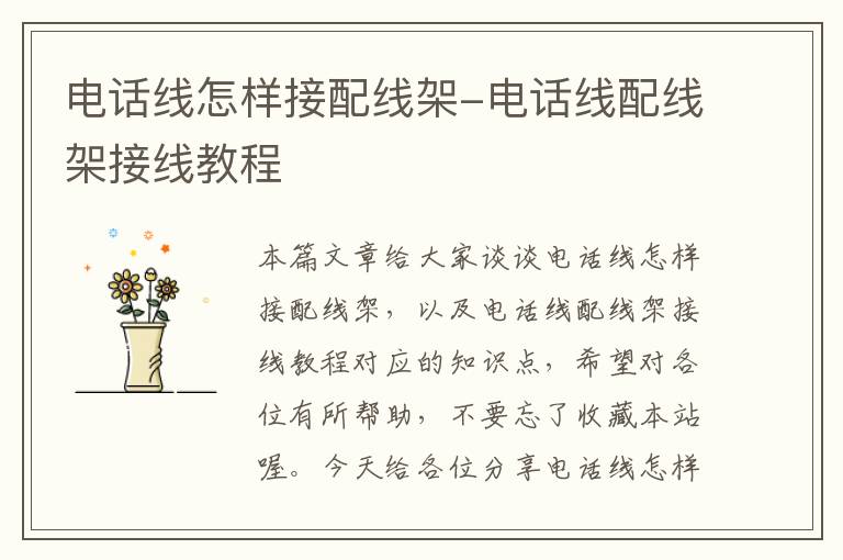 电话线怎样接配线架-电话线配线架接线教程