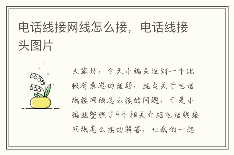 电话线接网线怎么接,电话线接头图片