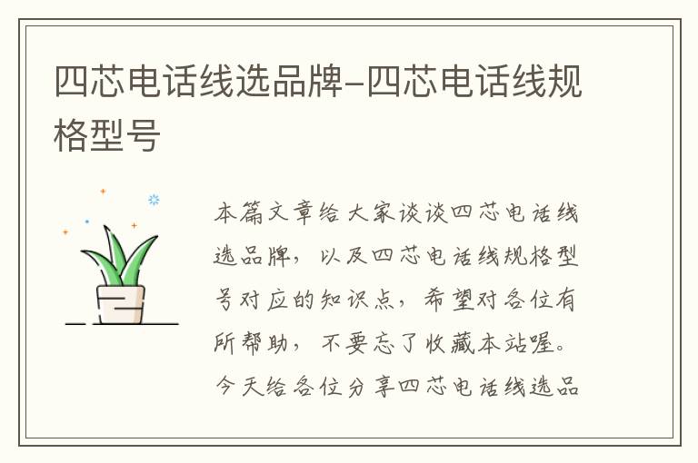四芯电话线选品牌-四芯电话线规格型号