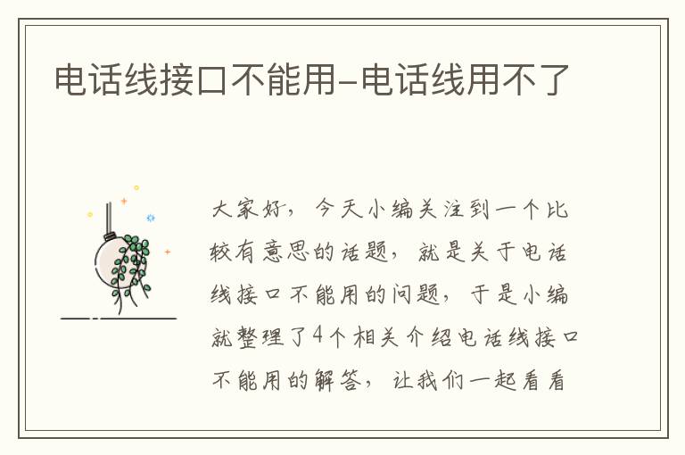 电话线接口不能用-电话线用不了
