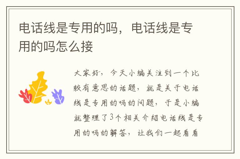 电话线是专用的吗,电话线是专用的吗怎么接