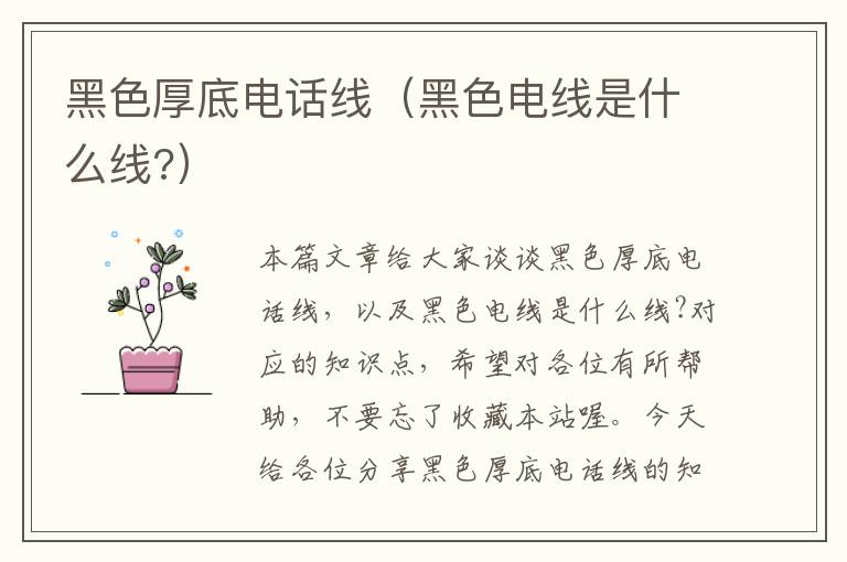 黑色厚底电话线(黑色电线是什么线?)