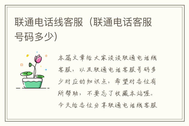 联通电话线客服(联通电话客服号码多少)