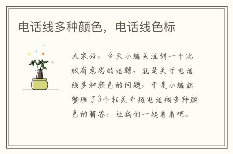 电话线多种颜色,电话线色标