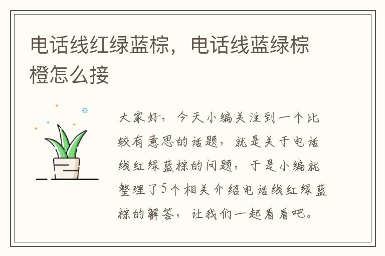 电话线红绿蓝棕,电话线蓝绿棕橙怎么接