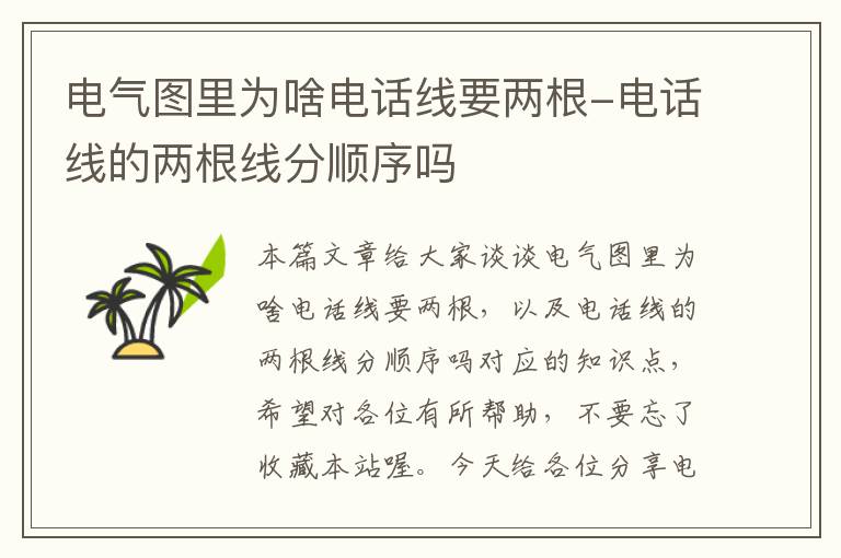 电气图里为啥电话线要两根-电话线的两根线分顺序吗