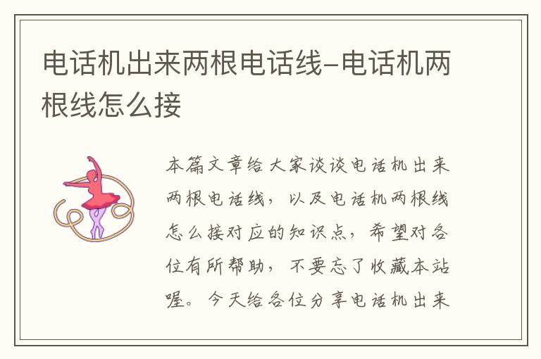 电话机出来两根电话线-电话机两根线怎么接
