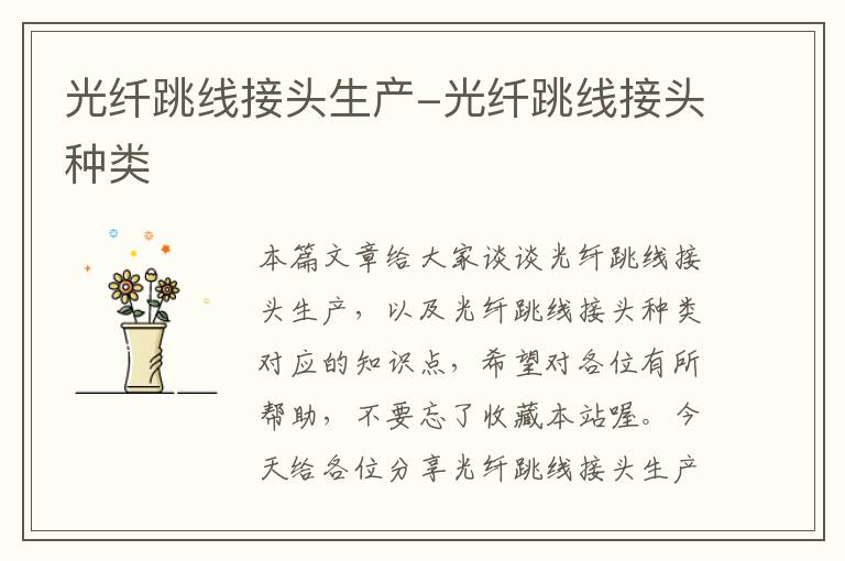 光纤跳线接头生产-光纤跳线接头种类