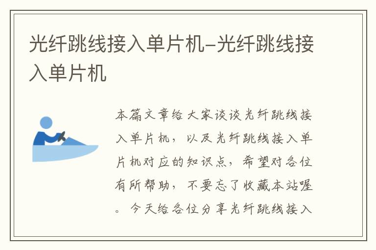 光纤跳线接入单片机-光纤跳线接入单片机