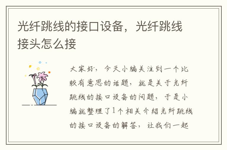 光纤跳线的接口设备,光纤跳线接头怎么接