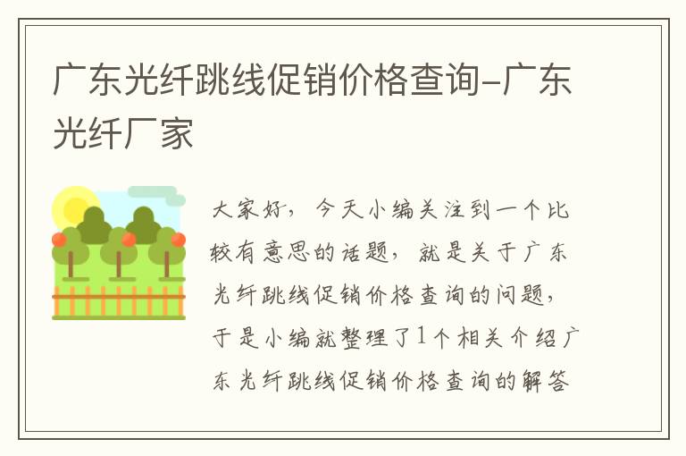 广东光纤跳线促销价格查询-广东光纤厂家