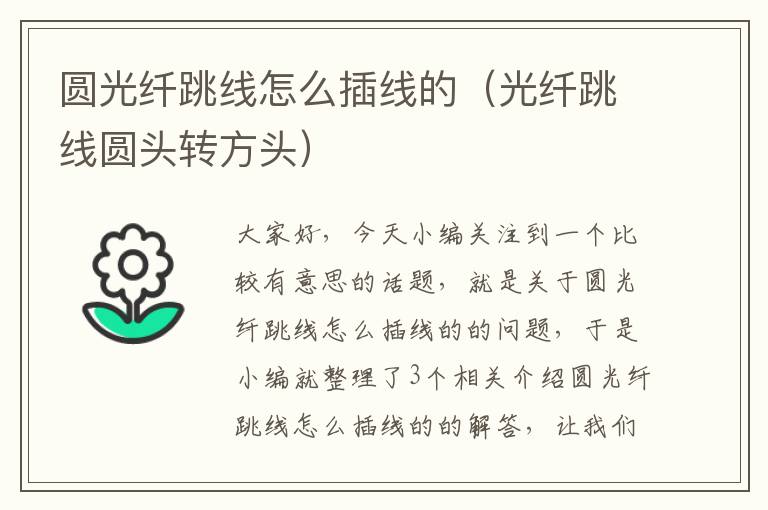 圆光纤跳线怎么插线的(光纤跳线圆头转方头)
