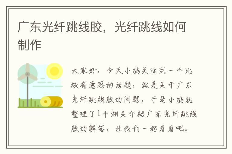 广东光纤跳线胶,光纤跳线如何制作
