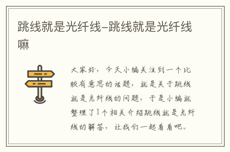 跳线就是光纤线-跳线就是光纤线嘛