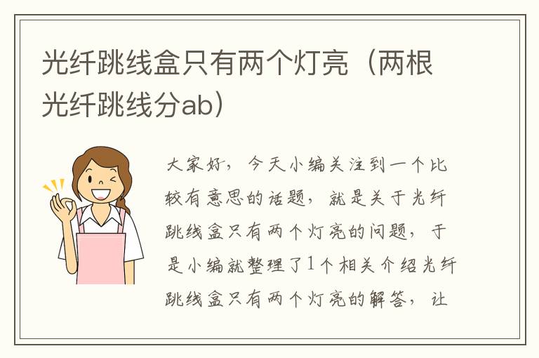 光纤跳线盒只有两个灯亮(两根光纤跳线分ab)