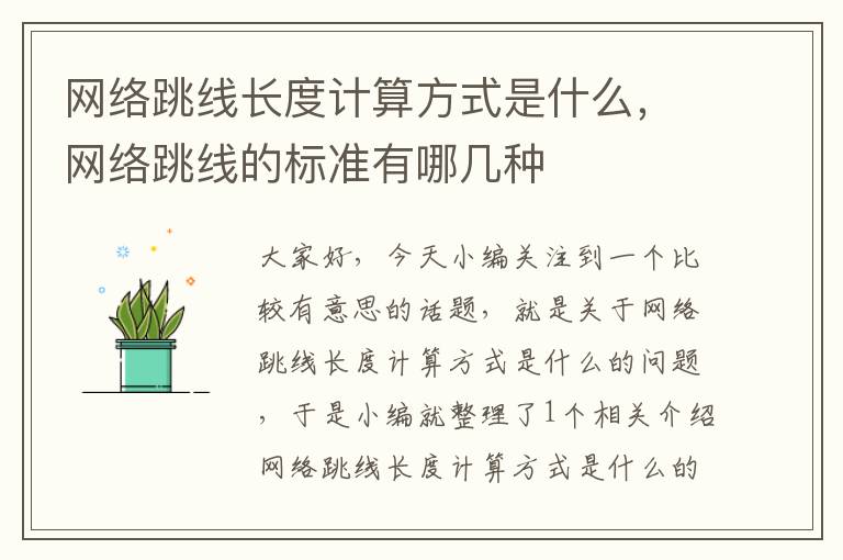 网络跳线长度计算方式是什么,网络跳线的标准有哪几种