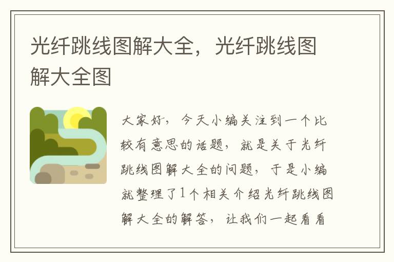光纤跳线图解大全,光纤跳线图解大全图
