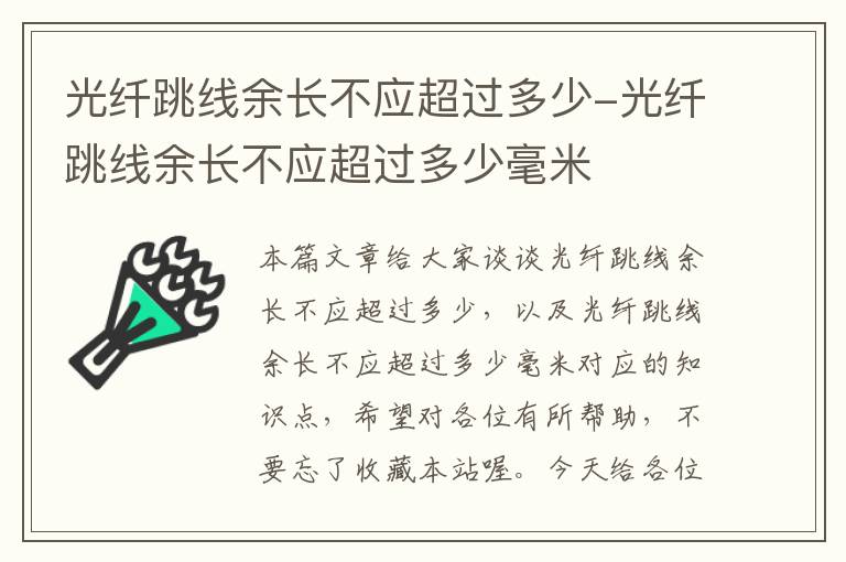 光纤跳线余长不应超过多少-光纤跳线余长不应超过多少毫米