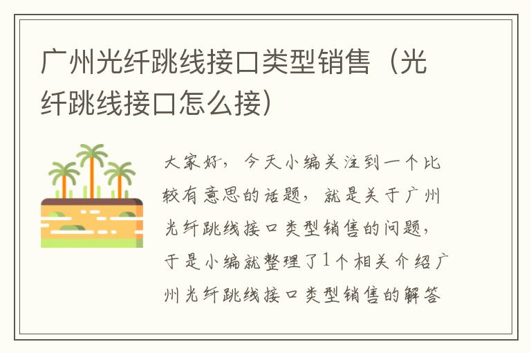 广州光纤跳线接口类型销售(光纤跳线接口怎么接)
