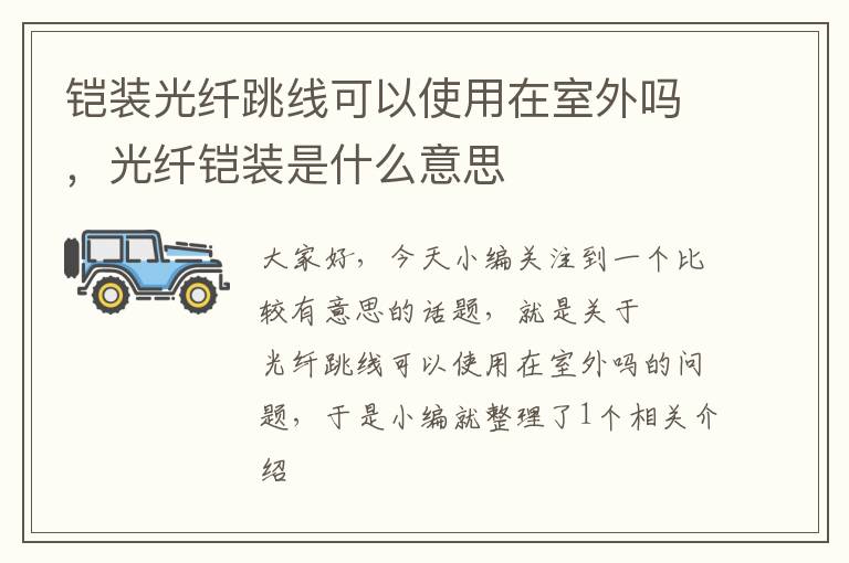 铠装光纤跳线可以使用在室外吗,光纤铠装是什么意思