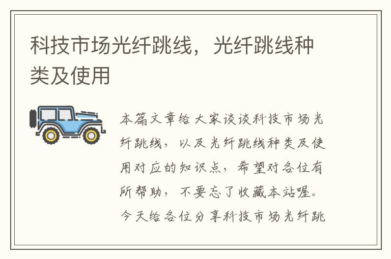 科技市场光纤跳线,光纤跳线种类及使用
