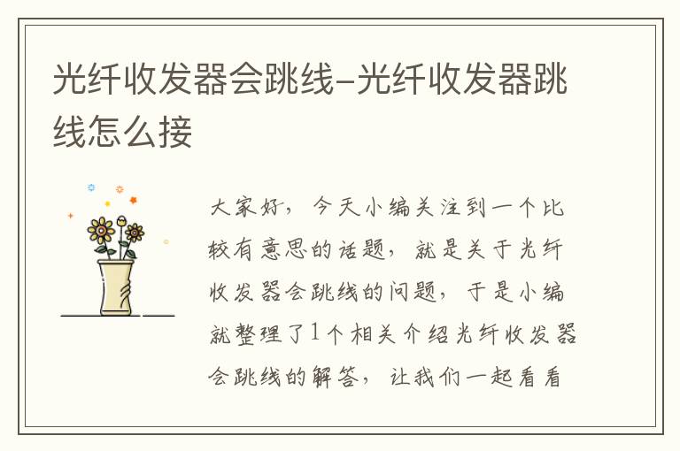 光纤收发器会跳线-光纤收发器跳线怎么接