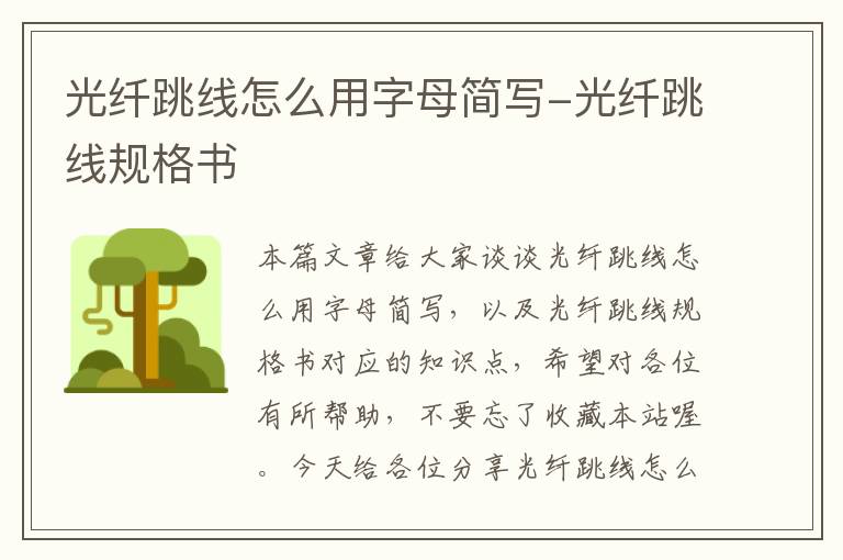 光纤跳线怎么用字母简写-光纤跳线规格书