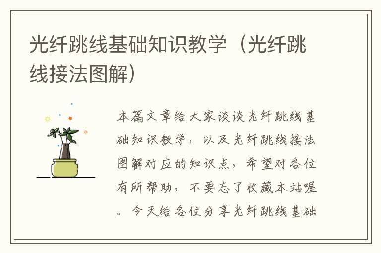 光纤跳线基础知识教学(光纤跳线接法图解)