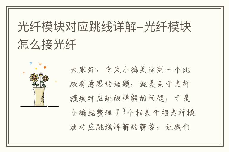 光纤模块对应跳线详解-光纤模块怎么接光纤