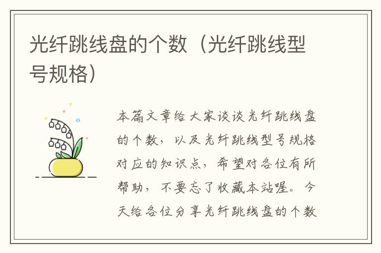 光纤跳线盘的个数(光纤跳线型号规格)