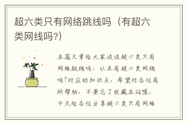 超六类只有网络跳线吗(有超六类网线吗?)