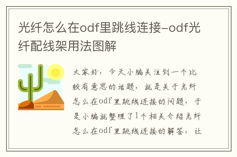 光纤怎么在odf里跳线连接-odf光纤配线架用法图解