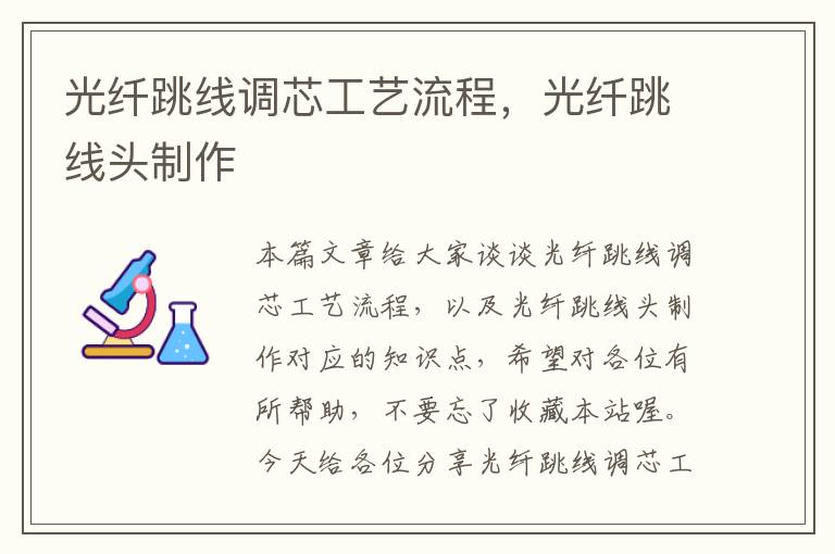 光纤跳线调芯工艺流程,光纤跳线头制作