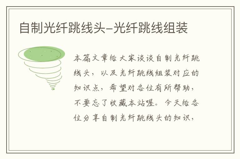 自制光纤跳线头-光纤跳线组装