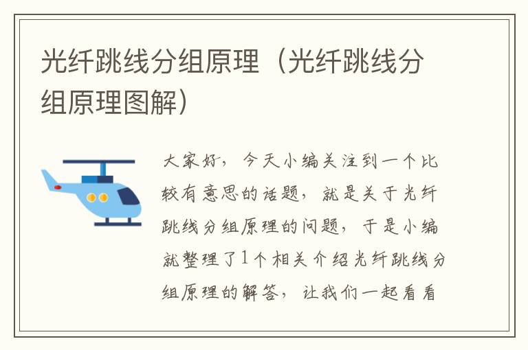 光纤跳线分组原理(光纤跳线分组原理图解)